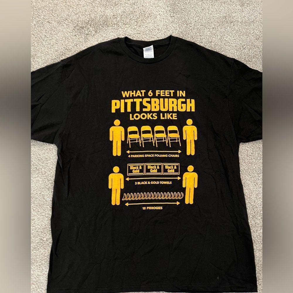Funny Black Pittsburgh Steelers Pirates Penguins Fan fun tee t shirt XL men’s